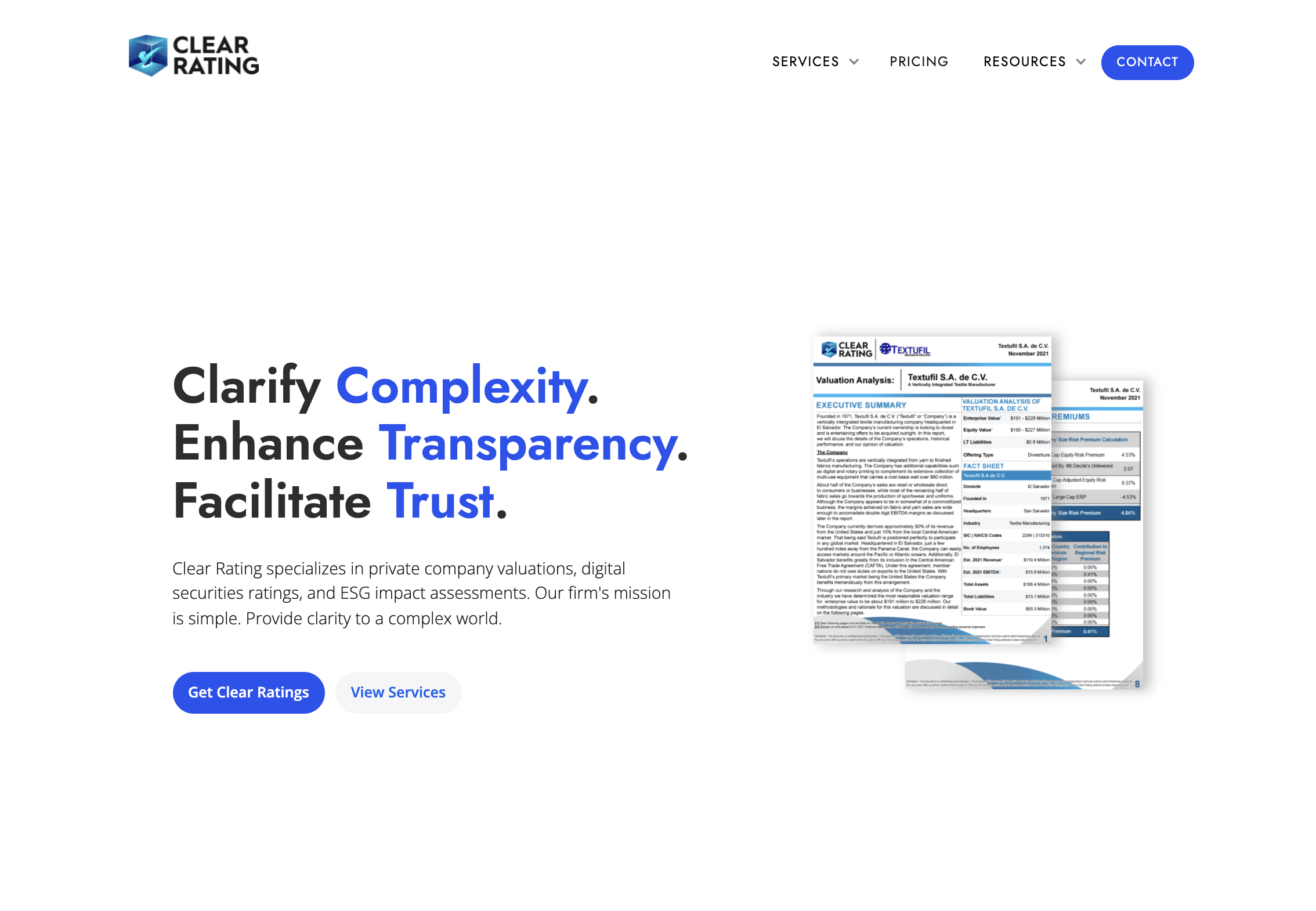 Clear Rating Valuations, Digital Ratings & Analytics Provider